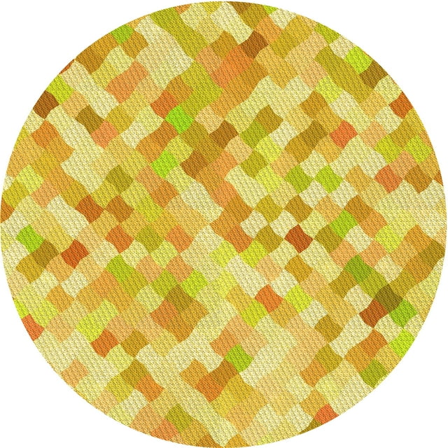 Ahgly Company Tapis Rond Lavable en Machine Intérieur Transitionnel Jaune Audacieux, 3 Pieds Rond