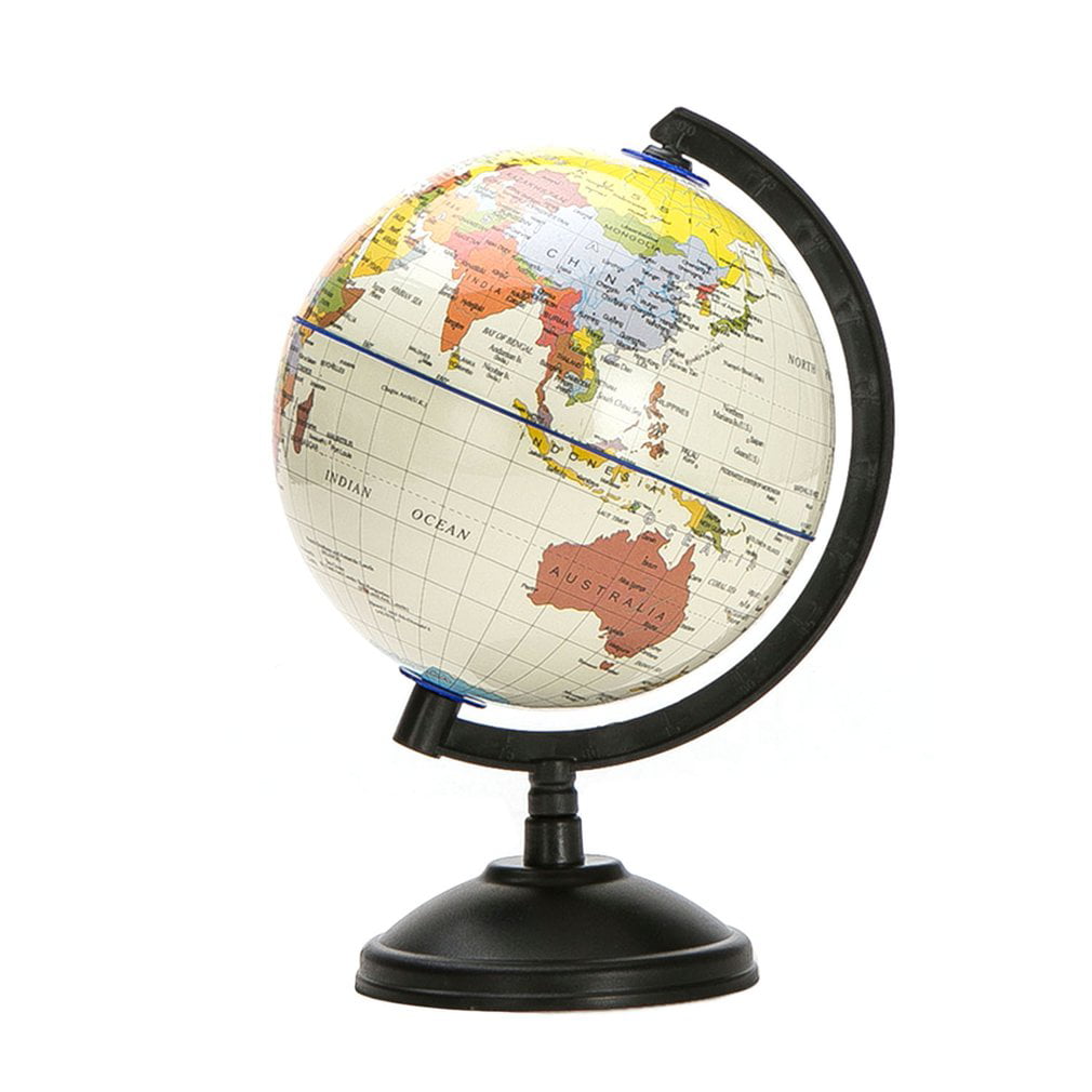 World Globe Earth Ocean Map Rotating Stand Geography Education Office Decor 