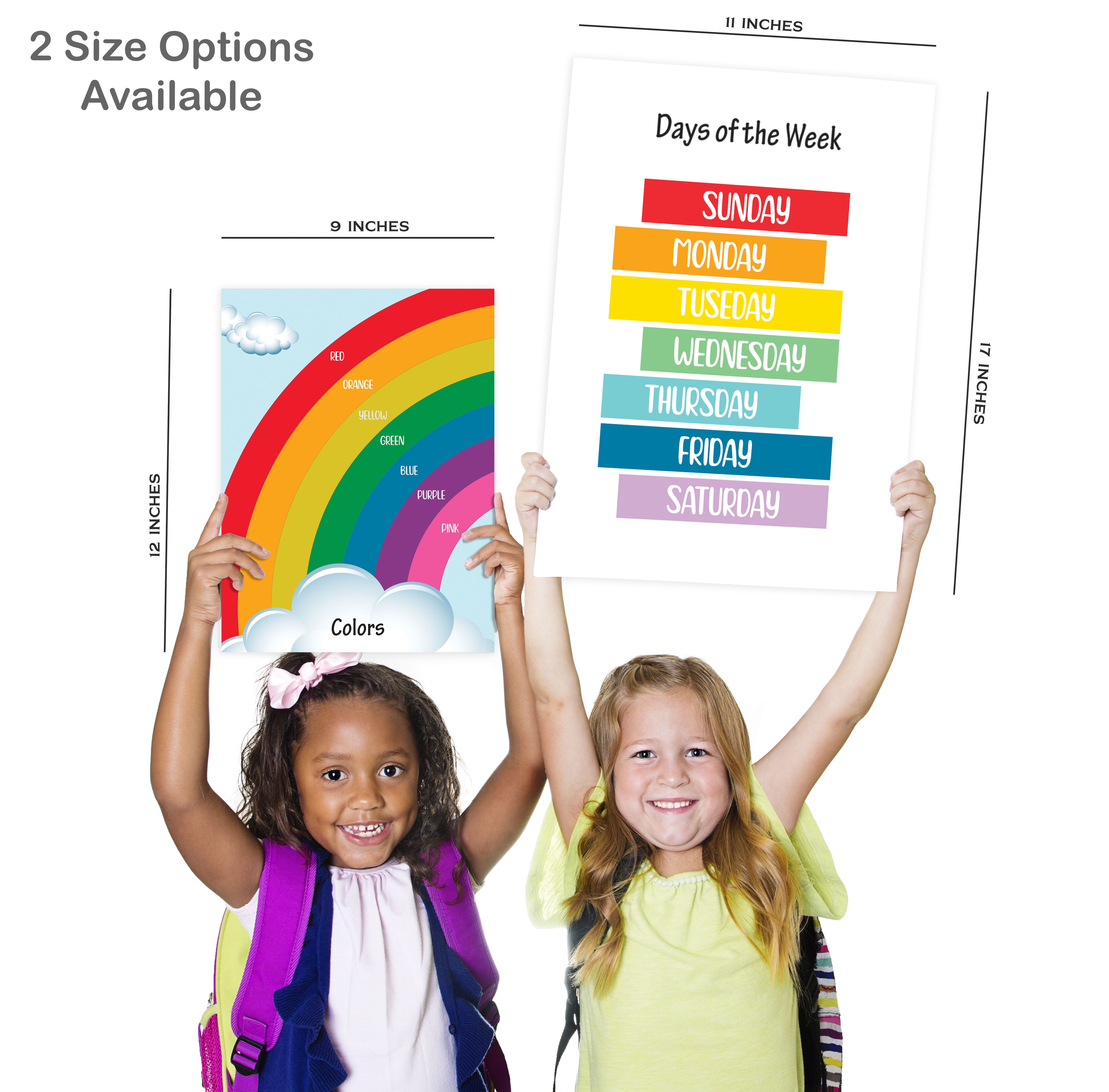 Traceease 10 Educational Posters for Classroom Decor & Kindergarten Homeschool Supplies Baby, Laminated Preschool Learning Chart Materials - ABC Alphabet, Numbers, Shapes,Feelings,Weathers