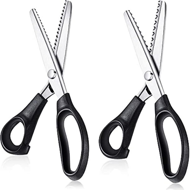 2 Pcs Pinking Shears 7 mm Scalloped Scissors 5 mm Zig Zag Scissors