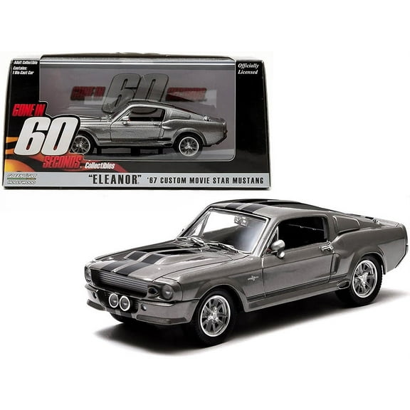 1967 Ford Mustang Custom "Eleanor" Gray Metallic with Black Stripes "Gone in 60 Seconds" (2000) Movie 1/43 Diecast Model Car by Greenlight