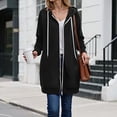 thumbnail image 2 of GEWSEY Women's Oversized Zip Up Hoodie Lightweight Thin Long Sleeve Hooded Sweatshirt with Pockets (Black, M), 2 of 9