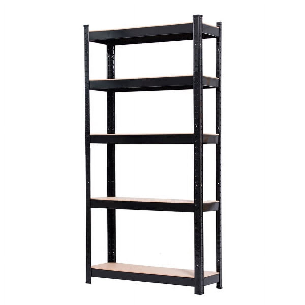 Alvantor 5 Tier Heavy Duty Metal Shelving Rack, Adjustable Garage Storage Shelf, Steel and MDF, 28 x 12 x 60 in, Black