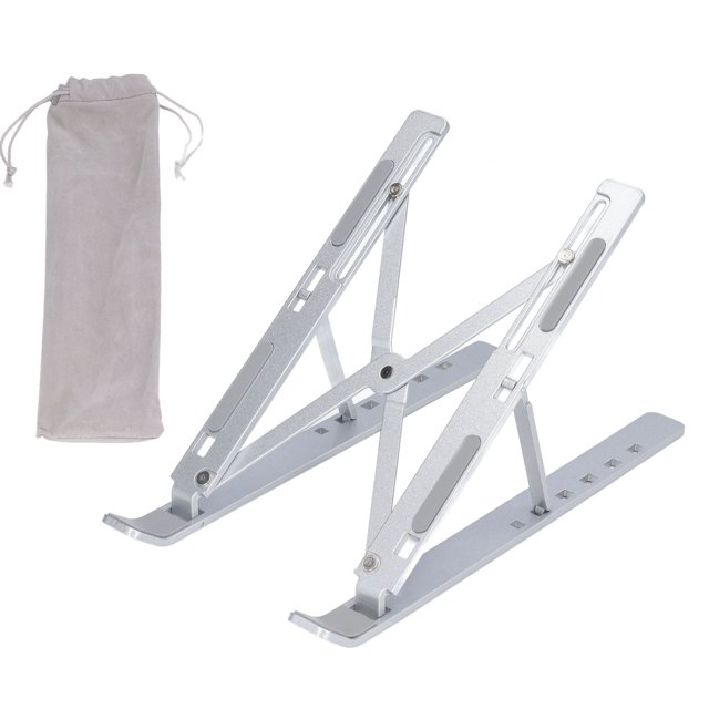 Soporte para computadora portátil, ajustable, plegable, ergonómico, de aleación de aluminio, para tableta, PC, portátil, con bolsa de almacenamiento, color plateado