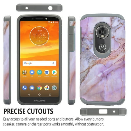Motorola Moto G6 Plus Case, STARSHOP Drop Protection Dual Layers Phone Cover - Marble Pattern