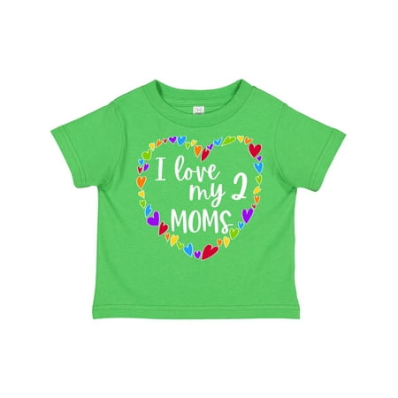 

Inktastic I Love My Two Moms- Pride Rainbow Hearts Gift Toddler Boy or Toddler Girl T-Shirt