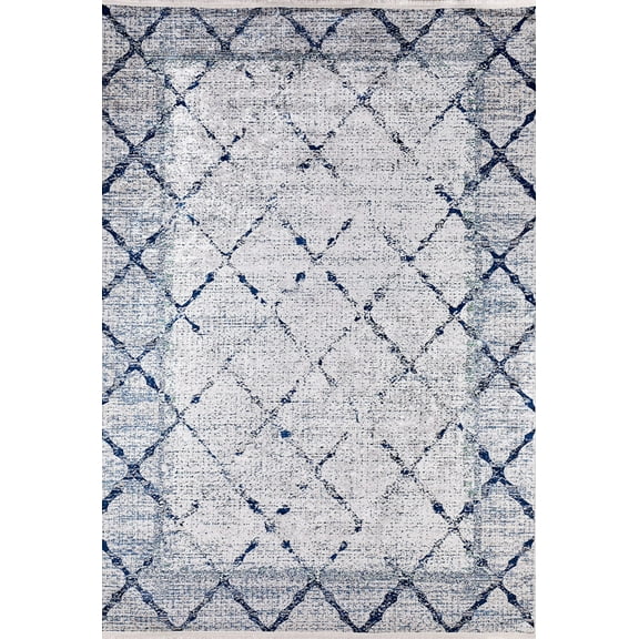 Novosahtinsk Navy Framed Polyester Area Rugs for Living Room Washable Rugs Boho Moroccan Area Rug Soft Geometric Bohemian Carpet Distressed Indoor Rug for Bedroom Dining Room Office Nonslip Rug