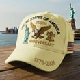 thumbnail image 5 of U.S.A. 250th Anniversary Commemorative Hat, Embroidered Adjustable 250 Anniversary USA Hat, Patriotic Bald Eagle Baseball Cap (3pcs, Beige), 5 of 6