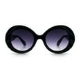 thumbnail image 4 of Womens Classy Mod Round Clout Thick Bevel Deco Plastic Retro Sunglasses Black - Smoke, 4 of 8