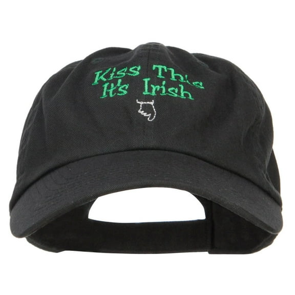 Kiss This Irish Embroidered Low Cap - Black OSFM