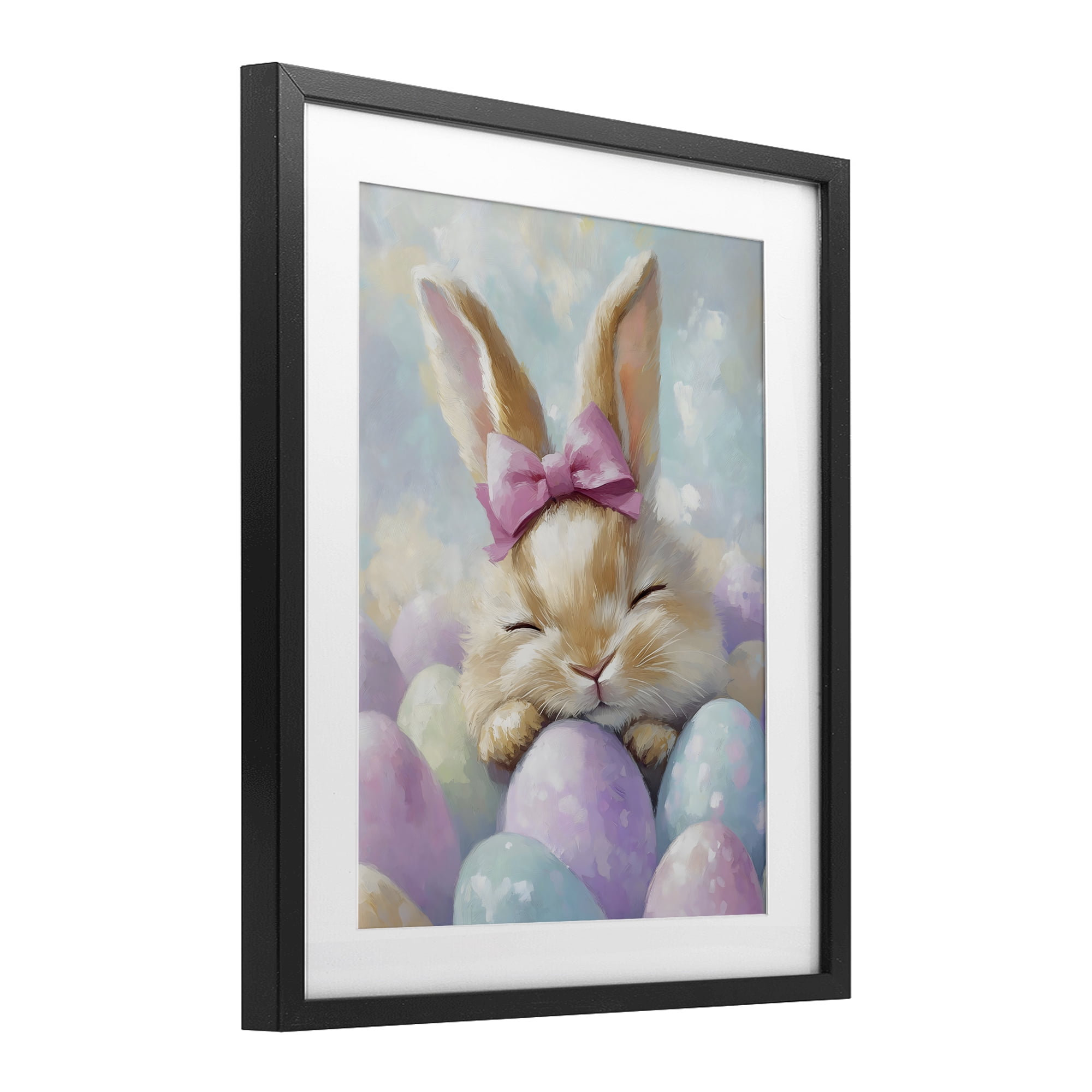 Stupell Industries Sleeping Easter Bunny with Eggs Black Framed Print Under Glass, design by The Prints Vibe