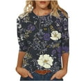 thumbnail image 3 of Jsaierl Womens Tops 3/4 Sleeve Shirts Round Neck Loose Casual Blouses Floral Print Tshirts, 3 of 6