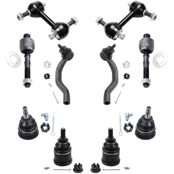 Detroit Axle - 10pc Front Suspension Kit for 2003-2007 Honda Accord, 2004-2008 TSX, 4 Upper & Lower Ball Joints, 4 Inner & Outer Tie Rods, 2 Sway Bar Links Replacement
