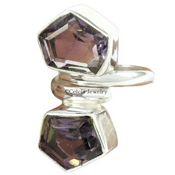 Amethyst Natural Gemstone Stackable Stylish Ring, Designing Ring, Statement Promise Ring, Bohemian Delicate Beautiful Metaphysical Gifts, February Birthstone (amethyst, Size 7)