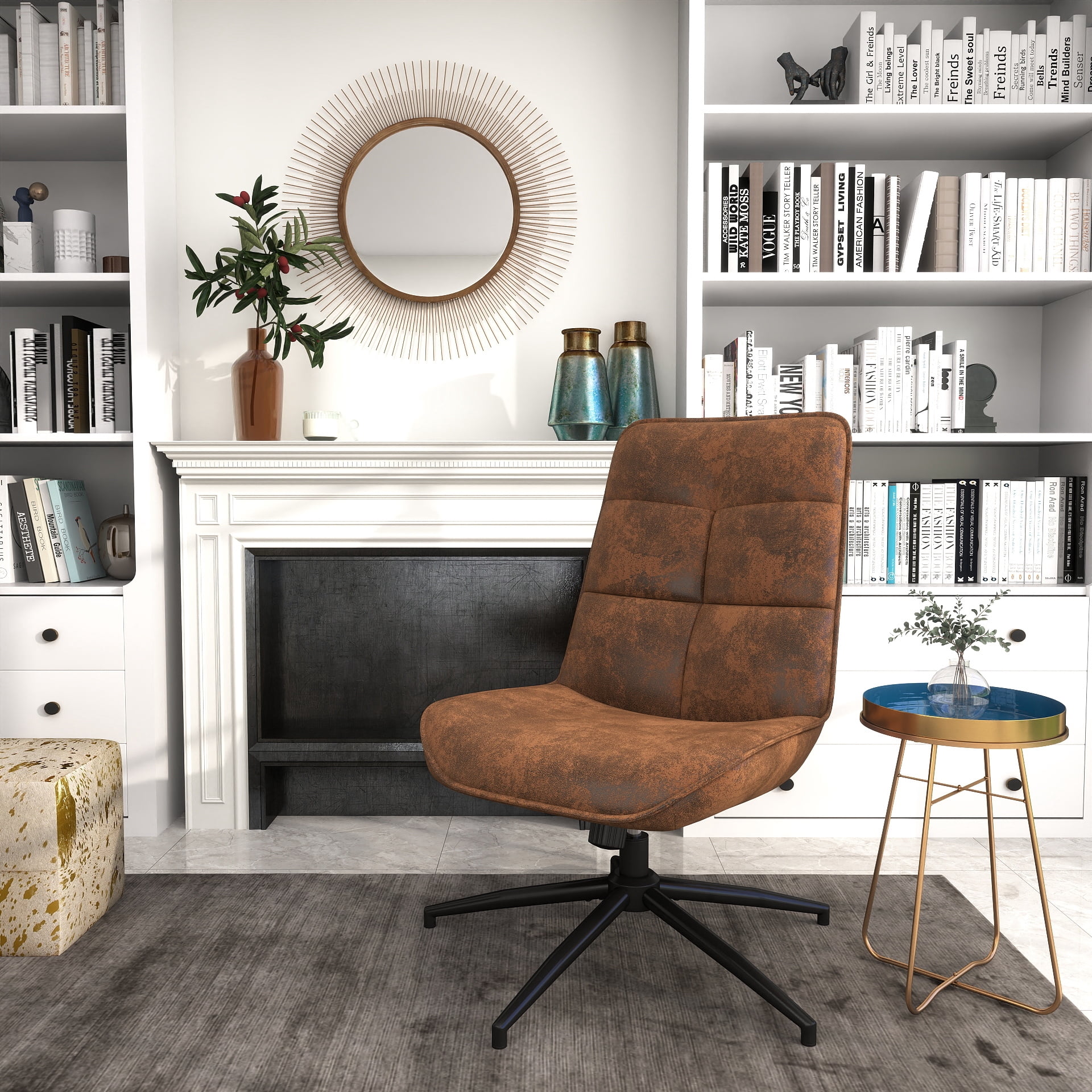 Homy Casa Recliner Chair Modern Home Theater Seating for Living Room Home Office Reading Nook, Suede Brown