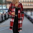 thumbnail image 2 of CHUMUD Womens Flannel Long Plaid Shacket Jacket Long Sleeve Lapel Boyfriend Button Down Coats Fall Winter Fashion Outfits, 2 of 6