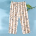 thumbnail image 2 of HongQid Womens Cotton Pajama Pants Elastic Waist Soft Knit Sleepwear Bottoms Floral Print for All Seasons Home Wear Pants Lightweight Breathable Casual Soft Loungewear, 2 of 5