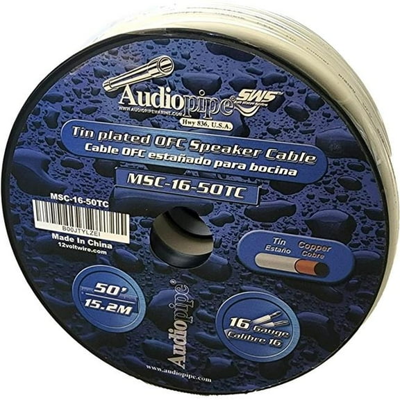 Audiopipe CABLE 16 CLEAR 50 50 ft. 16 Gauge Speaker Wire, Clear