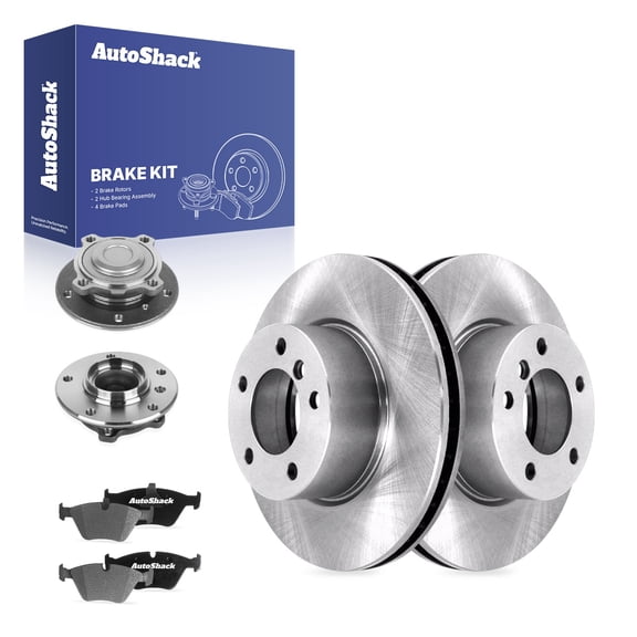 AutoShack Front Vented Brake Rotors   Ceramic Pads   Hub Bearing Assembly 8-PC Brake Kit Replacement for 2007 BMW 328i 2008-2013 BMW 128i 11.81" (300 mm)