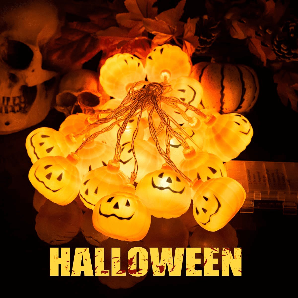 GooingTop Halloween Pumpkin String Lights,20LED 19.5Ft Holiday LED