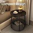 thumbnail image 2 of LEDREM Multifunctional Round Bedside Table with Power Socket, Stable U-Shape Support Leg Accent Table, Quick Assembly Side Table with Large Capacity Fabric Storage Bin for Apartment, Dorm, 2 of 5
