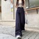thumbnail image 1 of Pantalones vaqueros de pierna ancha holgados americanos tianjinghao color azul oscuro para mujer pantalones de pierna recta informales Verano 2024, 1 of 5