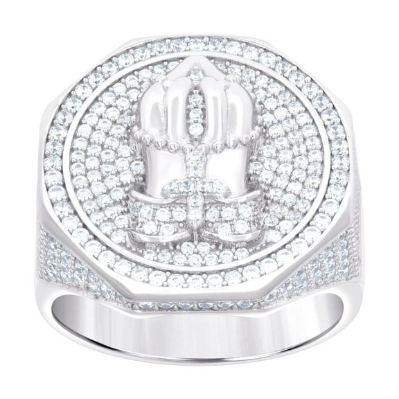 925 Sterling Silver Mens Cubic Zirconia Praying Hands Symbol Religious Ring 22.7x6mm Wide Size 9 Ring for Men