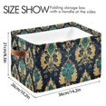 thumbnail image 4 of Yayeee Canvas Storage Basket with Handles for Shelves Fabric Bins Closet Organizer, Green Peacock Pattern, 4 of 8