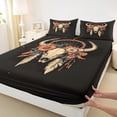 thumbnail image 3 of Homewish Bohemian Bull Skull Bed Sheets,Boho Tribal King Sheets,Rustic Farmhouse Cabin Sheet Set For Men Women,Super Cozy Room Decor,4-Piece, 3 of 7