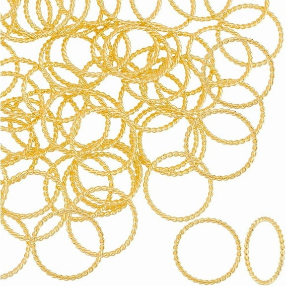 50pcs Golden Twisted Ring 26mm Inner Alloy Linking Rings Connector Hypoallergenic Round Metal Linking Rings