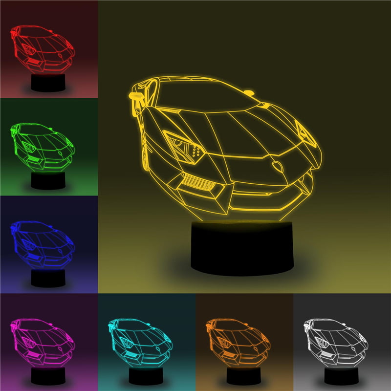 Lamborghini 3D LED Night Light 7 Color Changing Touch Switch Table Desk Lamp 