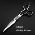 thumbnail image 4 of Juego de tijeras profesionales para cortar el cabello de 15 cm (6 pulgadas) para barbería y entresacar, con mango ergonómico., 4 of 5