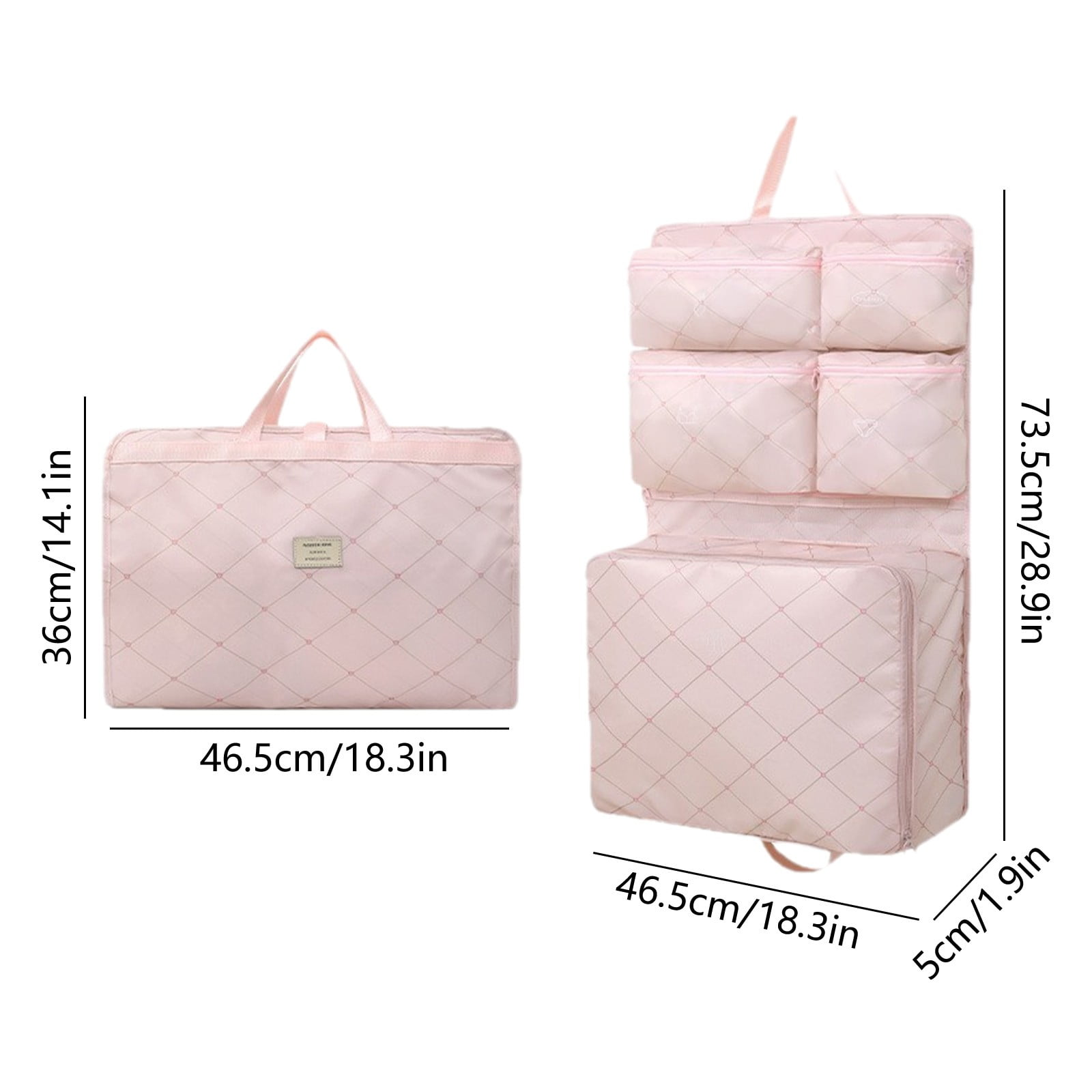 7-in-1 Hanging Travel Storage Organizer Bag, Large Capacity Packing Cubes for Clothes and Toiletries, Foldable Luggage Organizer for Suitcase, 75x46cm