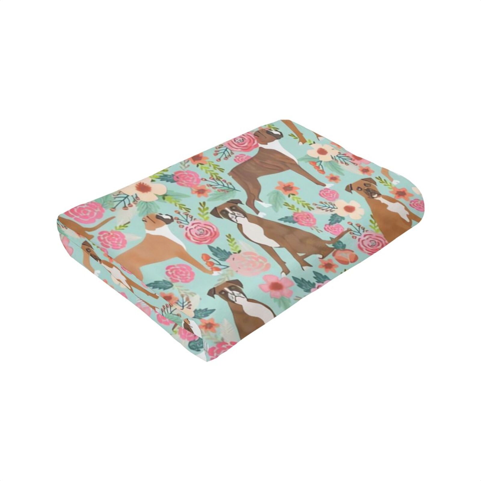 Wijzvio Boxer Dogs Lovers Flower Floral Throw Blanket Soft Fuzzy Fleece Blanket For Couch Bed Living Room Decoration 50"X40"