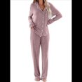 thumbnail image 3 of Conjuntos de Pijama para Mujer, de Larga, con Botones, para Dormir, Pijamas Suaves, Conjuntos de Estar por Casa. Rosa XL, 3 of 9