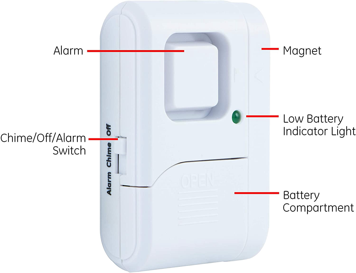 GE Personal Security Window and Door Alarm, 2 Pack, DIY Protection, Burglar Alert, Wireless Chime/Alarm, Easy