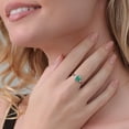 thumbnail image 4 of Gem Stone King 925 Sterling Silver Green Malachite and White Zirconia 3-Stone Rings for Women (2.06 Cttw, Gemstone, Oval 8X6MM, Available in Size 5, 6, 7, 8, 9), 4 of 4