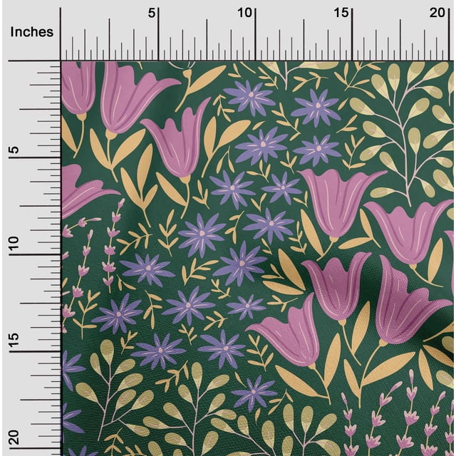 oneOone Tissu Georgette Viscose Vert Feuilles & Floral Matériel de Robe Tissu Imprimé Tissu au Mètre 42 Pouces de Large