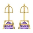 thumbnail image 4 of Clara Pucci 3Ct Alexandrite Princess Cut VVS1 Screw Back Stud 14k Solid hypoallergenic Gold Designer Earrings For June, 4 of 7