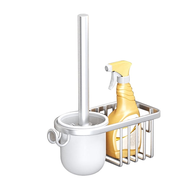 Cepillo de inodoro de aluminio con mango largo, cepillo compacto para limpiar la taza del inodoro, cepillo moderno de cerdas con mango de aleación de aluminio para uso doméstico en el baño.