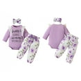 thumbnail image 4 of Gyratedream Newborn Baby Girl 3PCS Outfits Clothes Infant Girl Outfits Long Sleeve Ruffle Romper + Floral Pants + Headband Set, 4 of 9