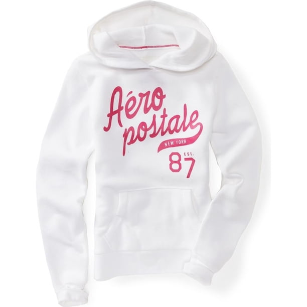 Aeropostale - Sudadera con capucha para mujer Aero Ny Popover, color blanco, grande Aeropostale Sudadera