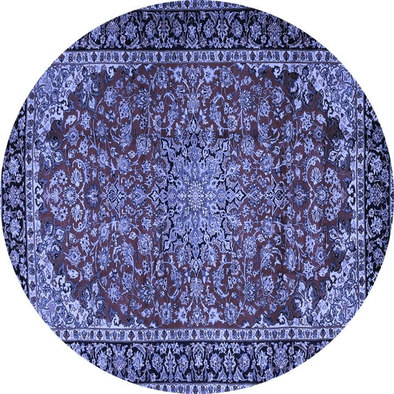 Ahgly Company Machine Washable Indoor Round Persian Blue Traditional Area Rugs, 6' Round