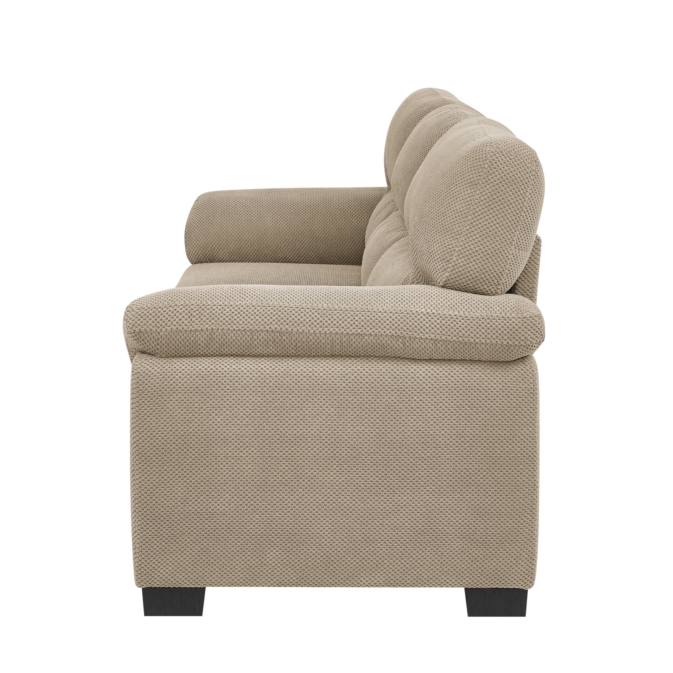 Noble House 81" Modern 3-Seater Sofa, Textured Polyester Upholstery, Pillow Top Arms, Camel