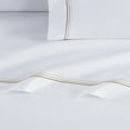 thumbnail image 4 of Aston & Arden Sateen 4-Piece Sheet Set (Full Bed Size), Luxury 600 Thread Count, Silky Sateen Cotton, Pristine White with Fine Baratta Embroidered 3-Stripe Hem, Fawn Beige, 4 of 7