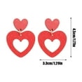 thumbnail image 3 of Valentine's Day Wooden Earrings - Heart Shaped Hollow Out Dangle Earrings for Women Lightweight Red Jewelry 5.5x3.5cm 1 Pair, 3 of 6