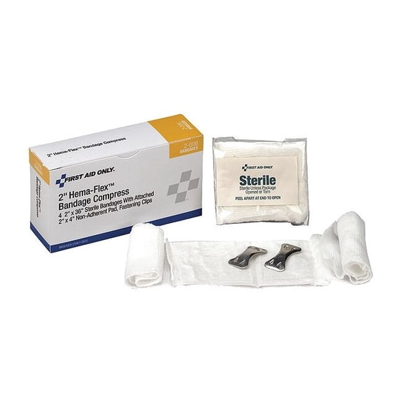 First Aid Only Bandage, Sterile, White, No, Gauze, PK4 2-006