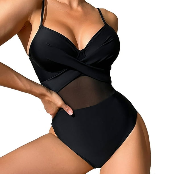 Cathalem Womens Plus Size Swimsuit Front Crossover Swimsuits Hollow Bathing Suits Monokinis Black XL Walmart