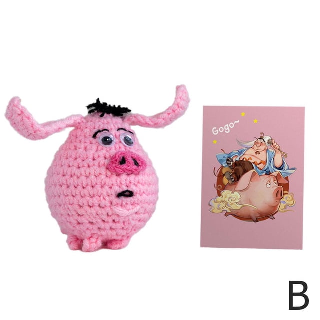 Colgante de cerdo volador Taiyi de lana tejida a mano y crochet para regalar a tu novia. Producto terminado.