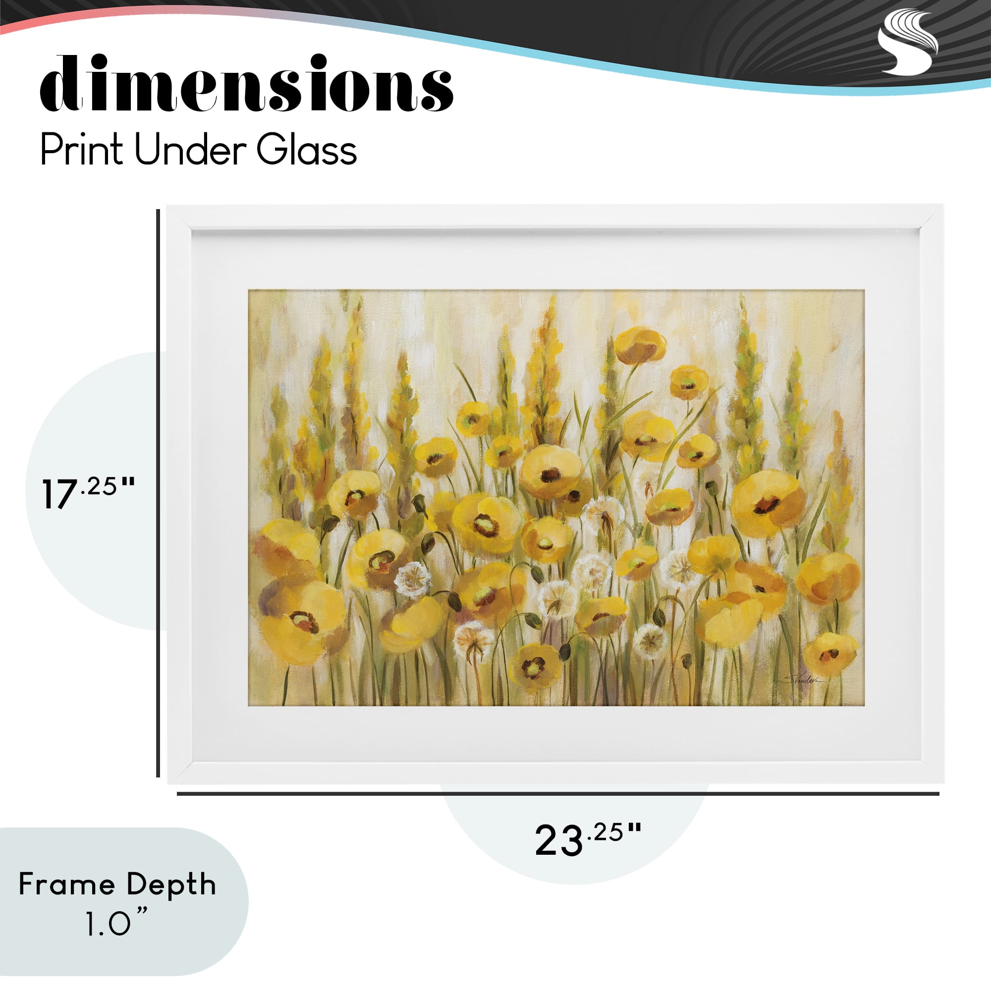 Stupell Industries Yellow Field of Poppies White Framed Print Under Glass, design by Silvia Vassileva